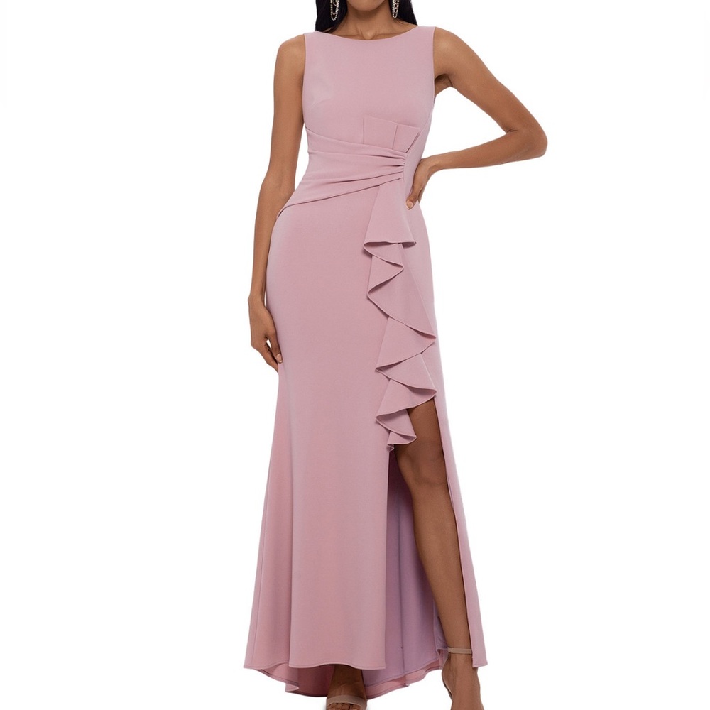 Betsy & Adam Blush Asymmetrical Dress